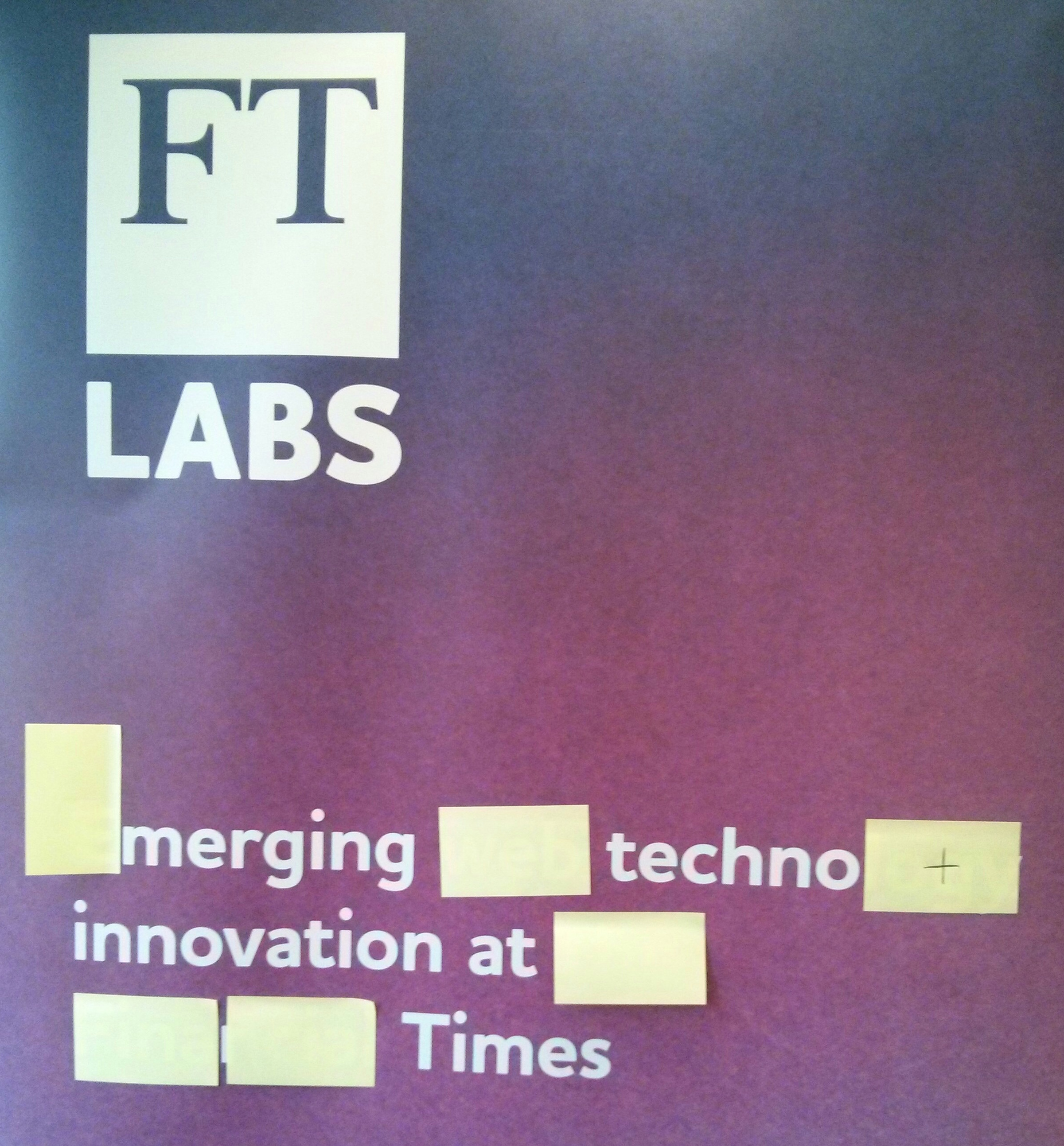 Trade show poster: FT Labs, Emerging web technology innovation at the Financial Times.